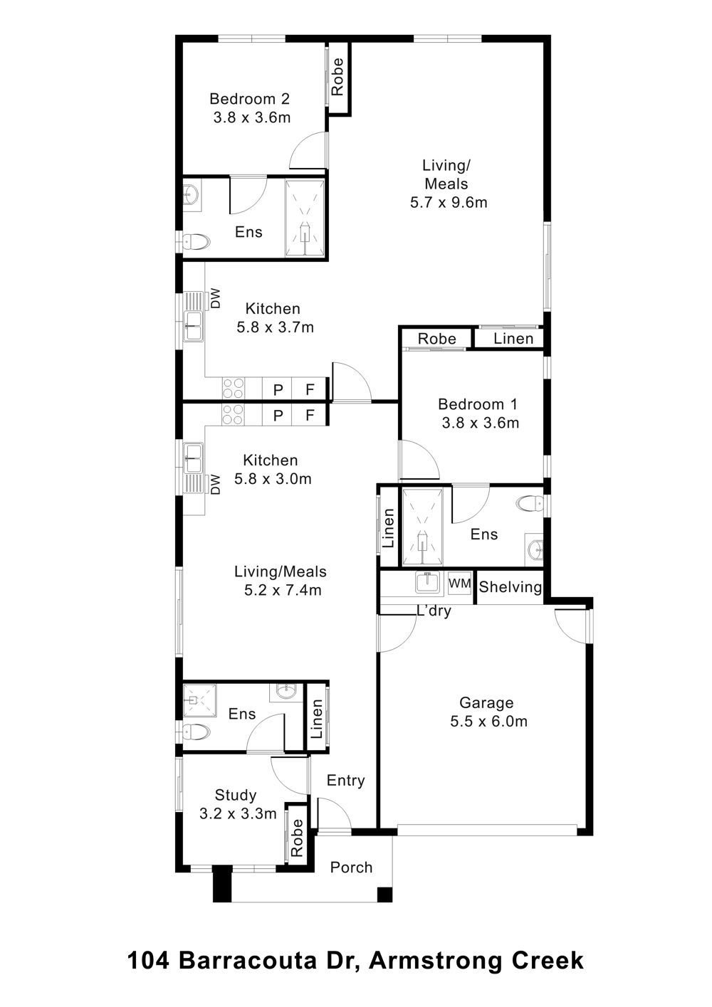 Floorplan of 104 Barracouta Drive, showing the room layout.