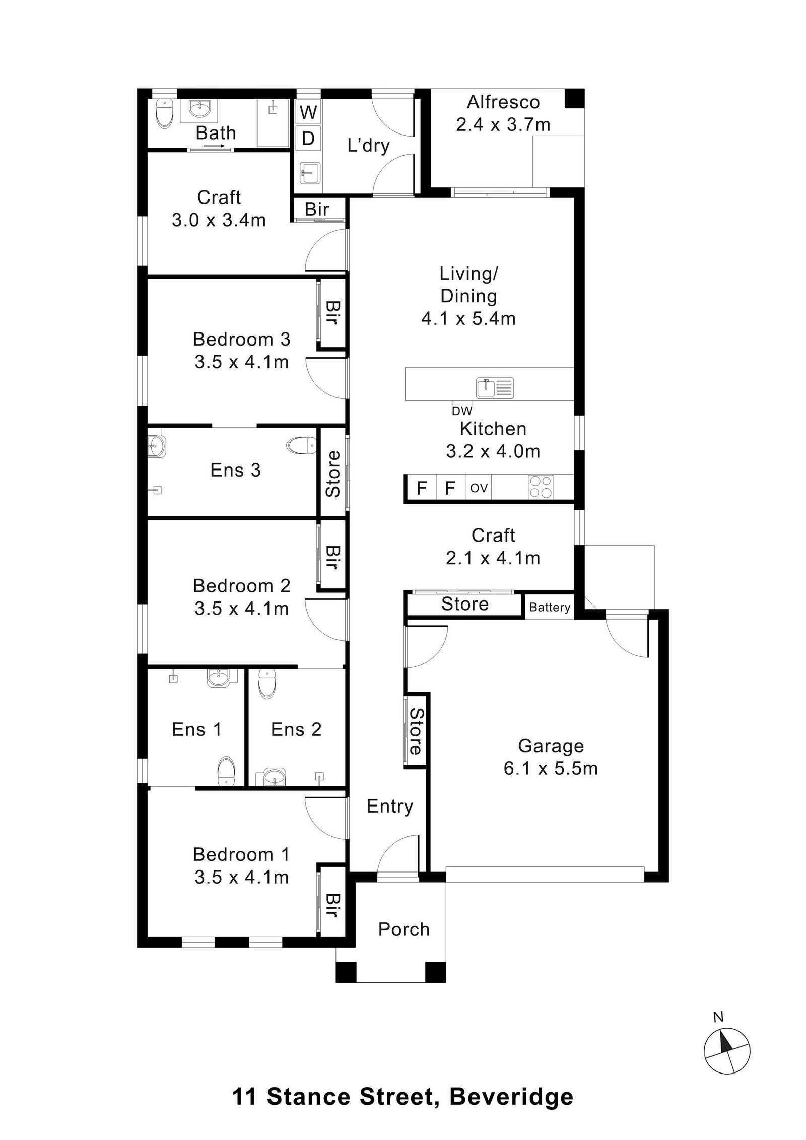 Floorplan of 11 Stance Street, showing the room layout.