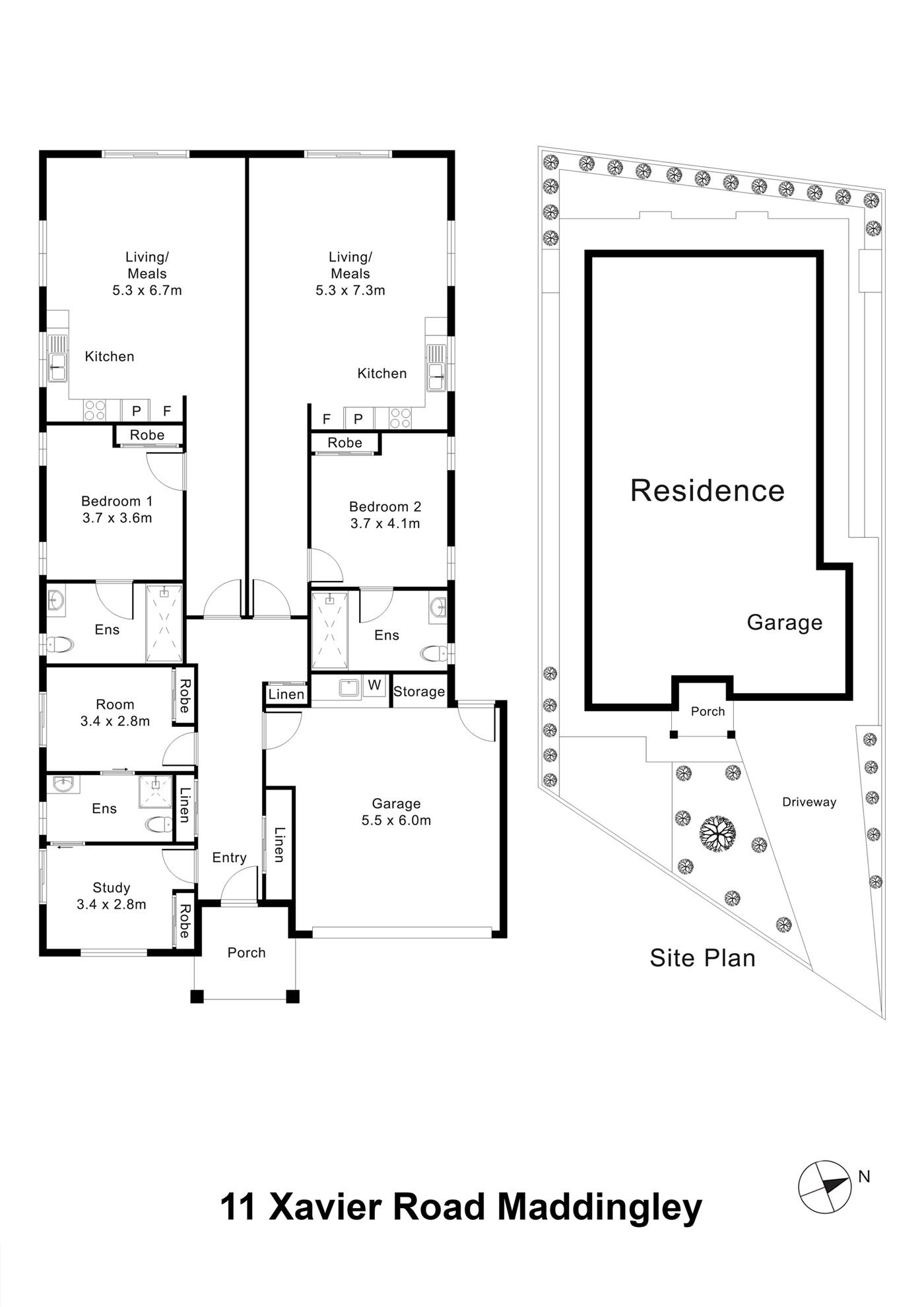 Floorplan of 11 Xavier Road, showing the room layout.