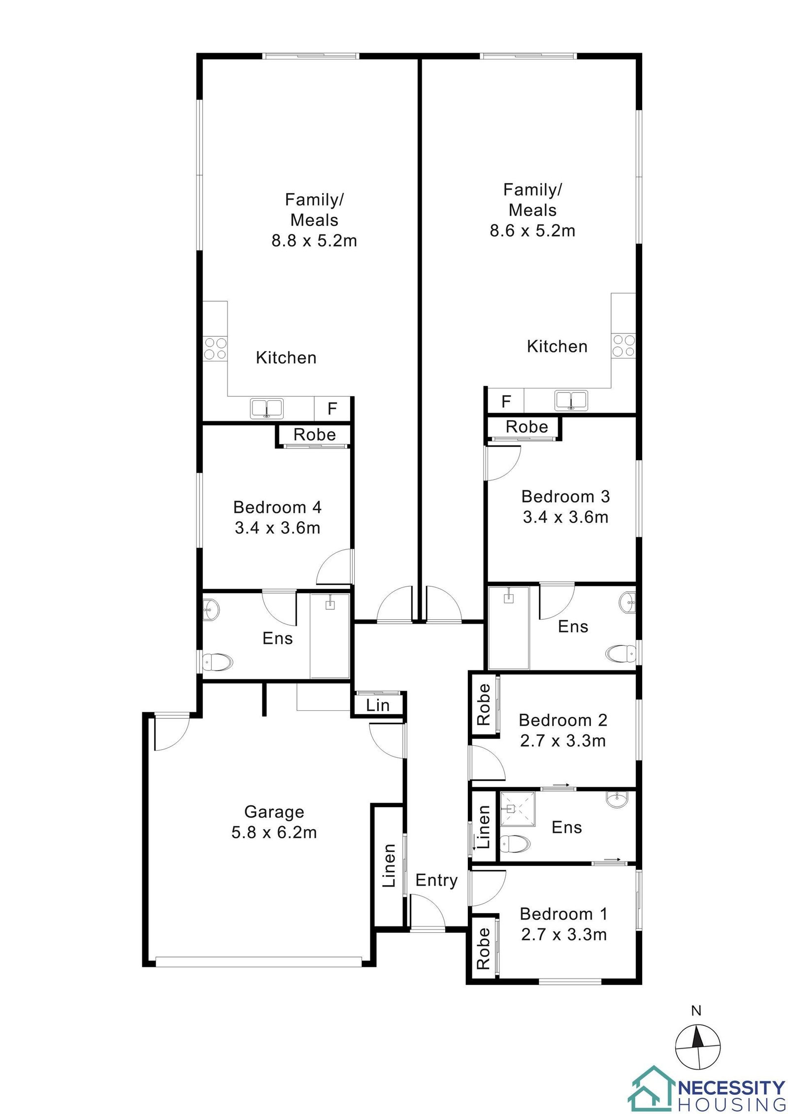 Floorplan of 117 Grevillea Drive, showing the room layout.