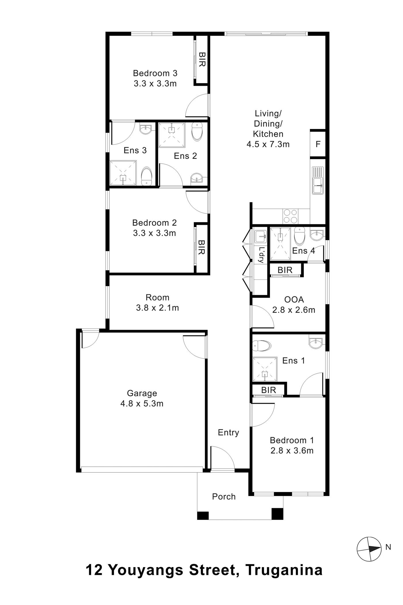 Floorplan of 12 Youyangs Street, showing the room layout.