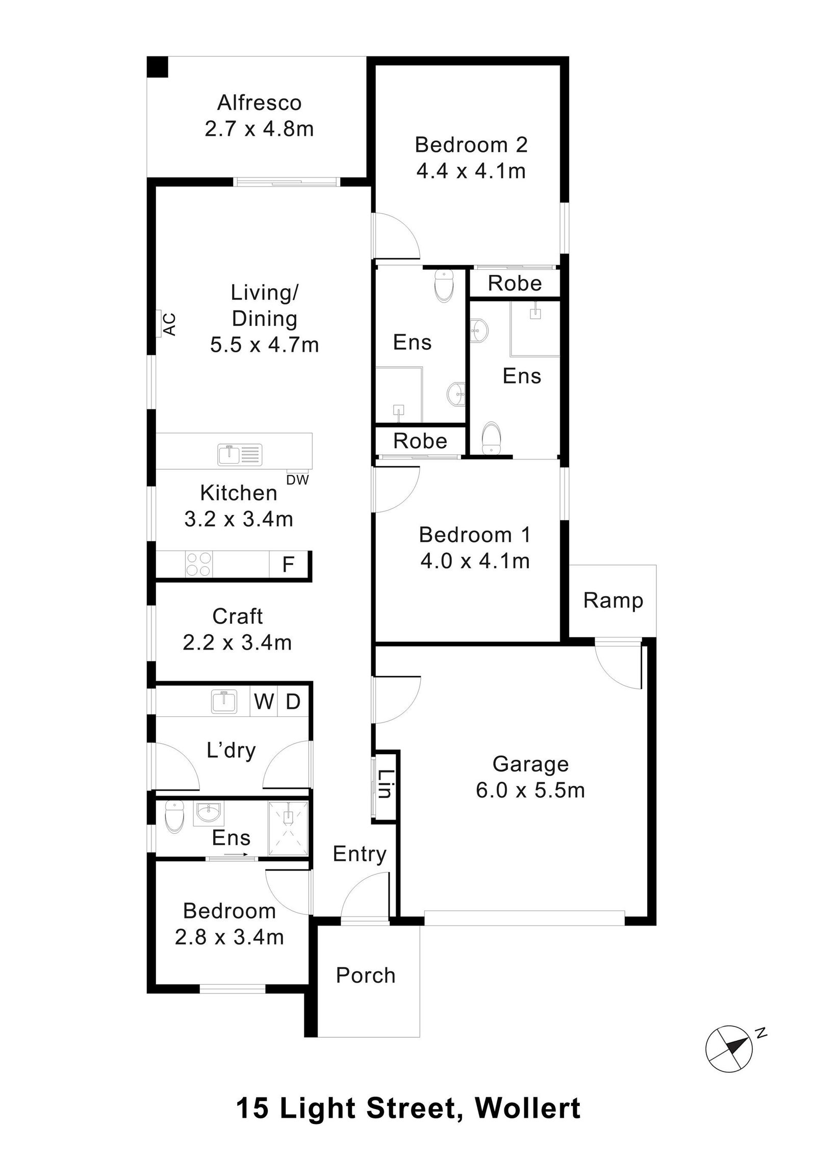 Floorplan of 15 Light Street, showing the room layout.