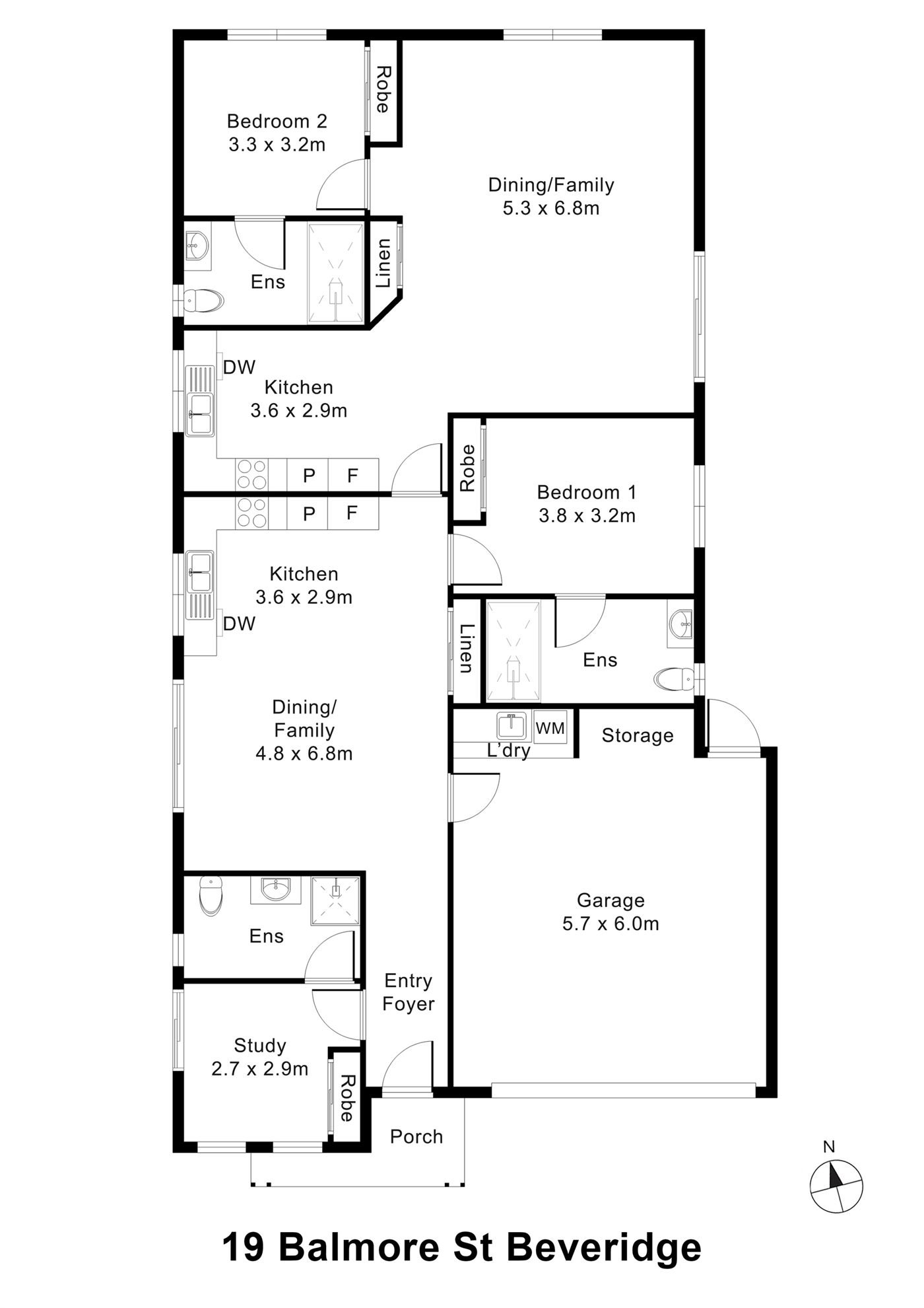 Floorplan of 19 Balmore Street, showing the room layout.