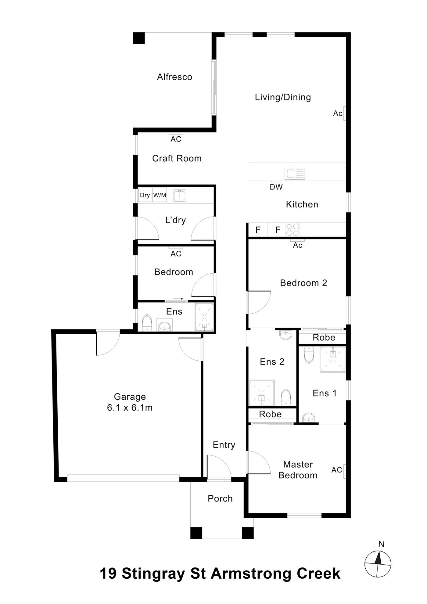 Floorplan of 19 Stingray Street, showing the room layout.