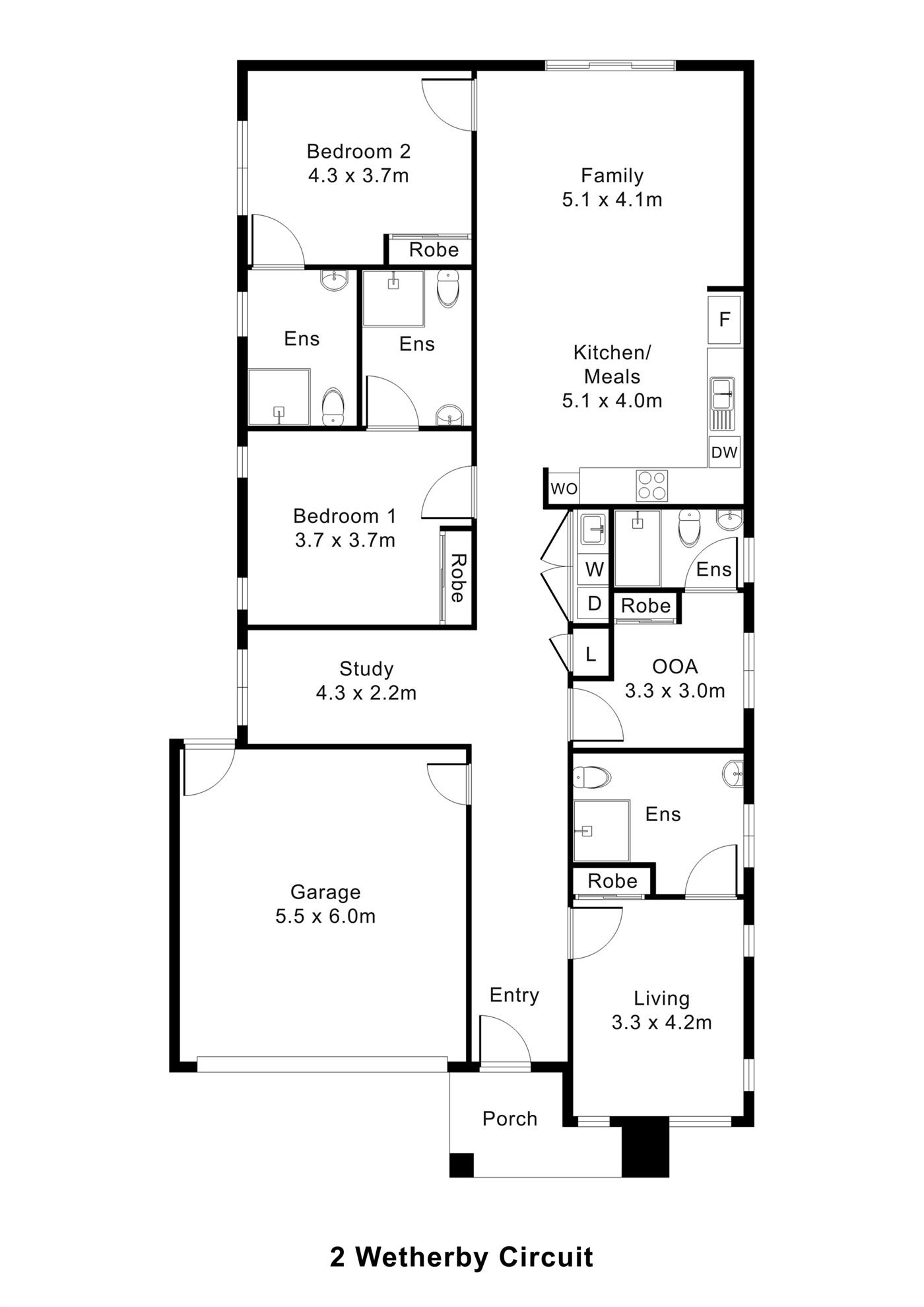 Floorplan of 2 Wetherby Circuit, showing the room layout.