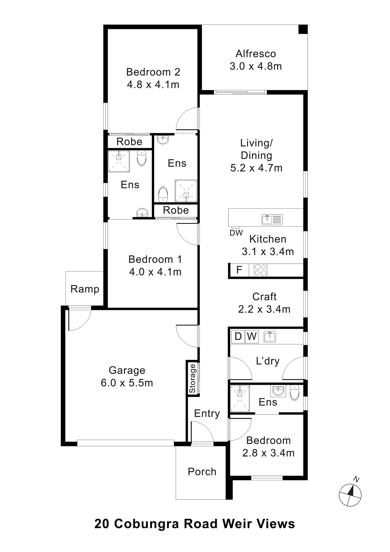 Floorplan of 20 Cobungra Road, showing the room layout.