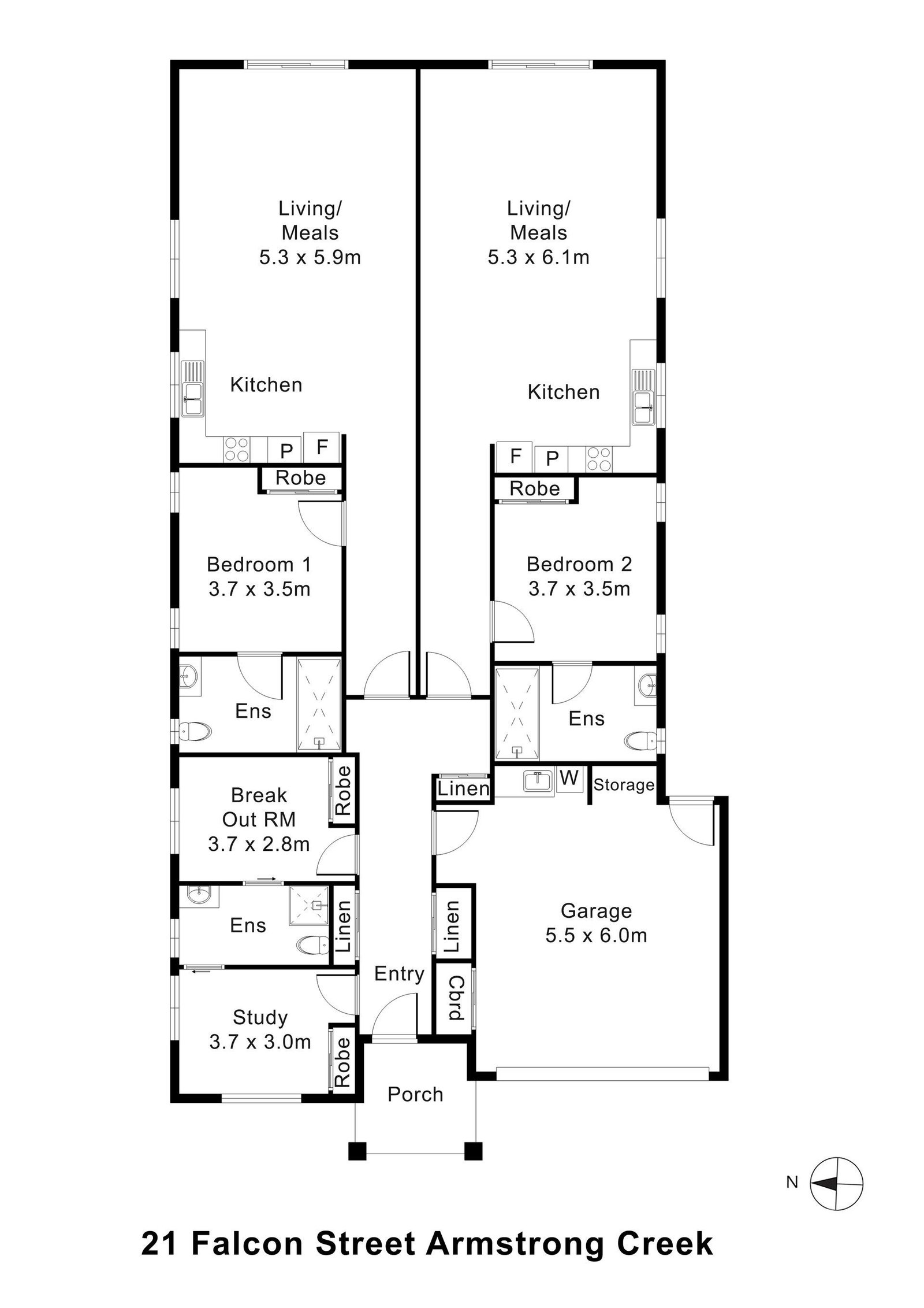 Floorplan of 21 Falcon Street, showing the room layout.
