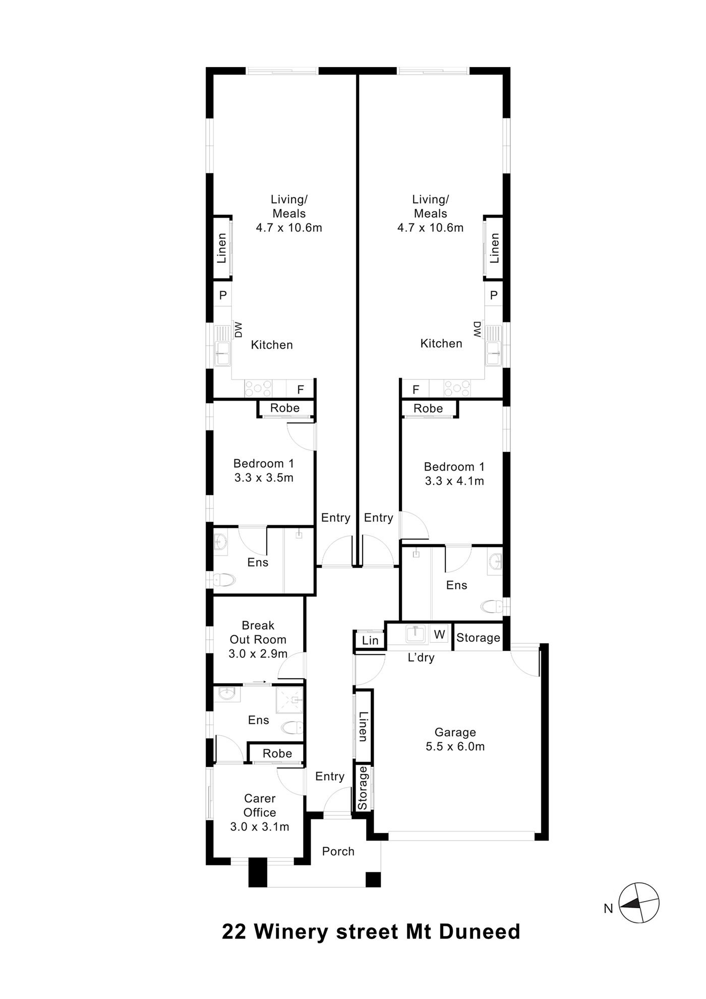 Floorplan of 22 Winery Street, showing the room layout.