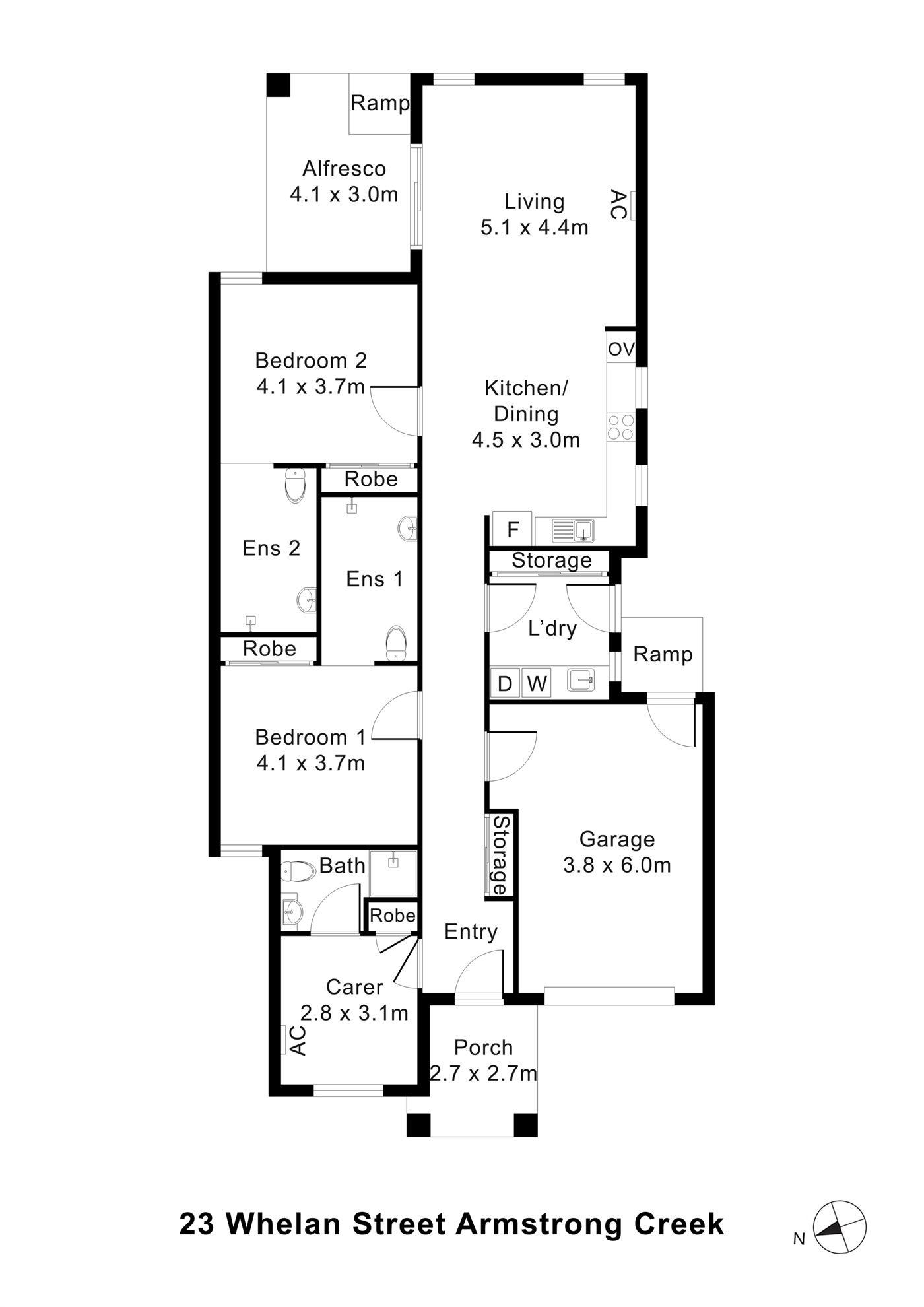Floorplan of 23 Whelan Street, showing the room layout.