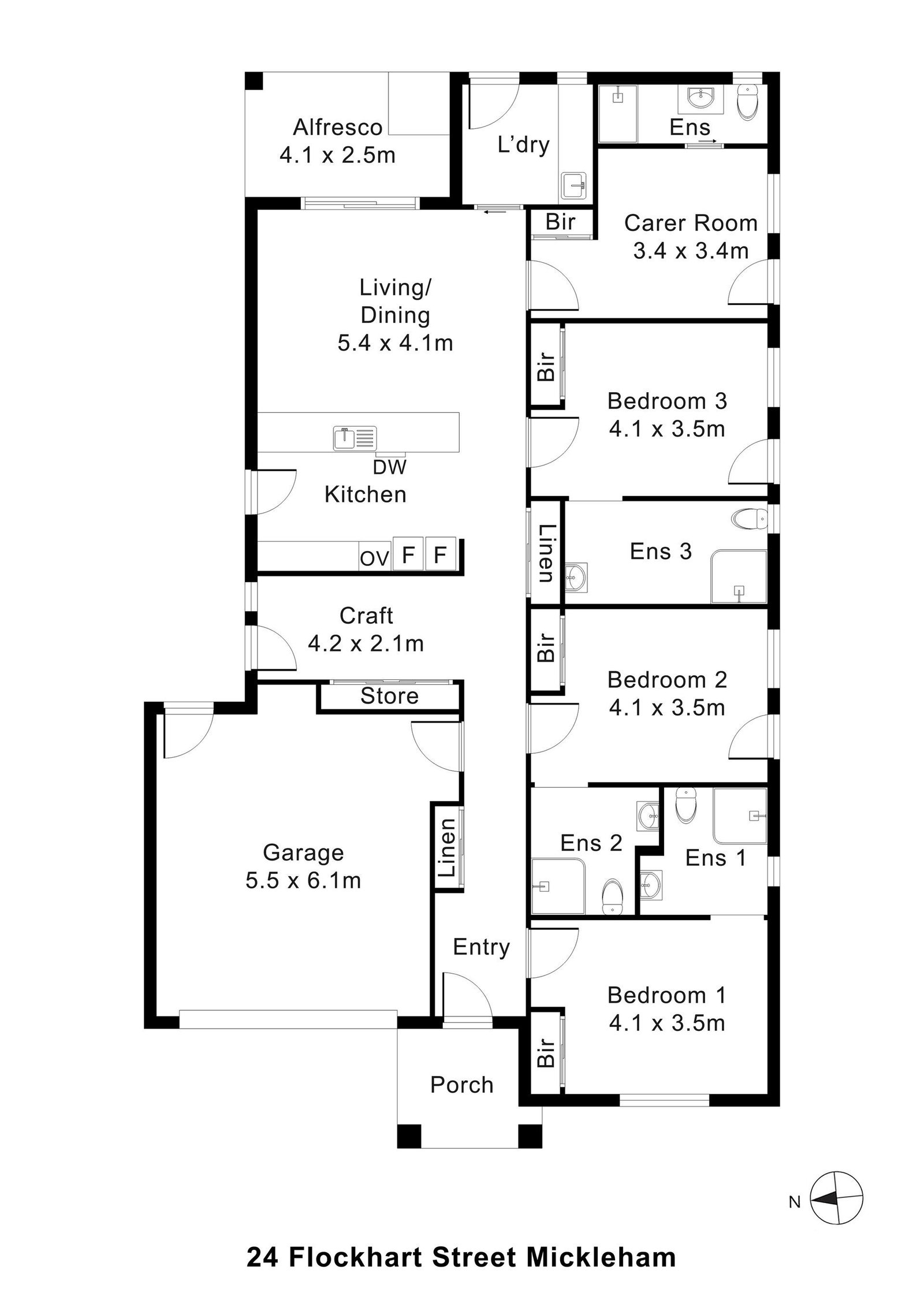 Floorplan of 24 Flockhart Street, showing the room layout.