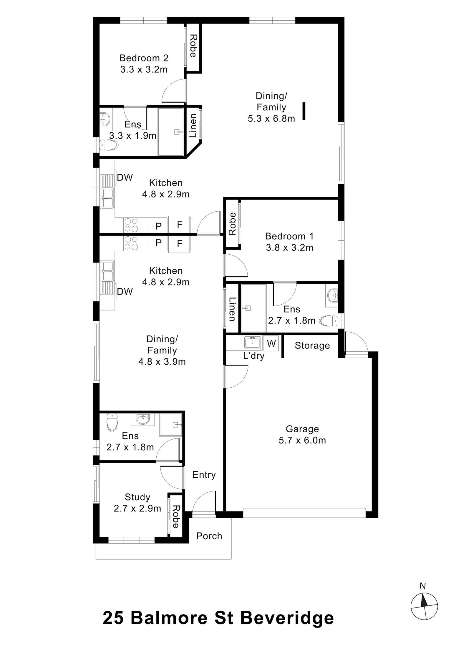 Floorplan of 25 Balmore Street, showing the room layout.
