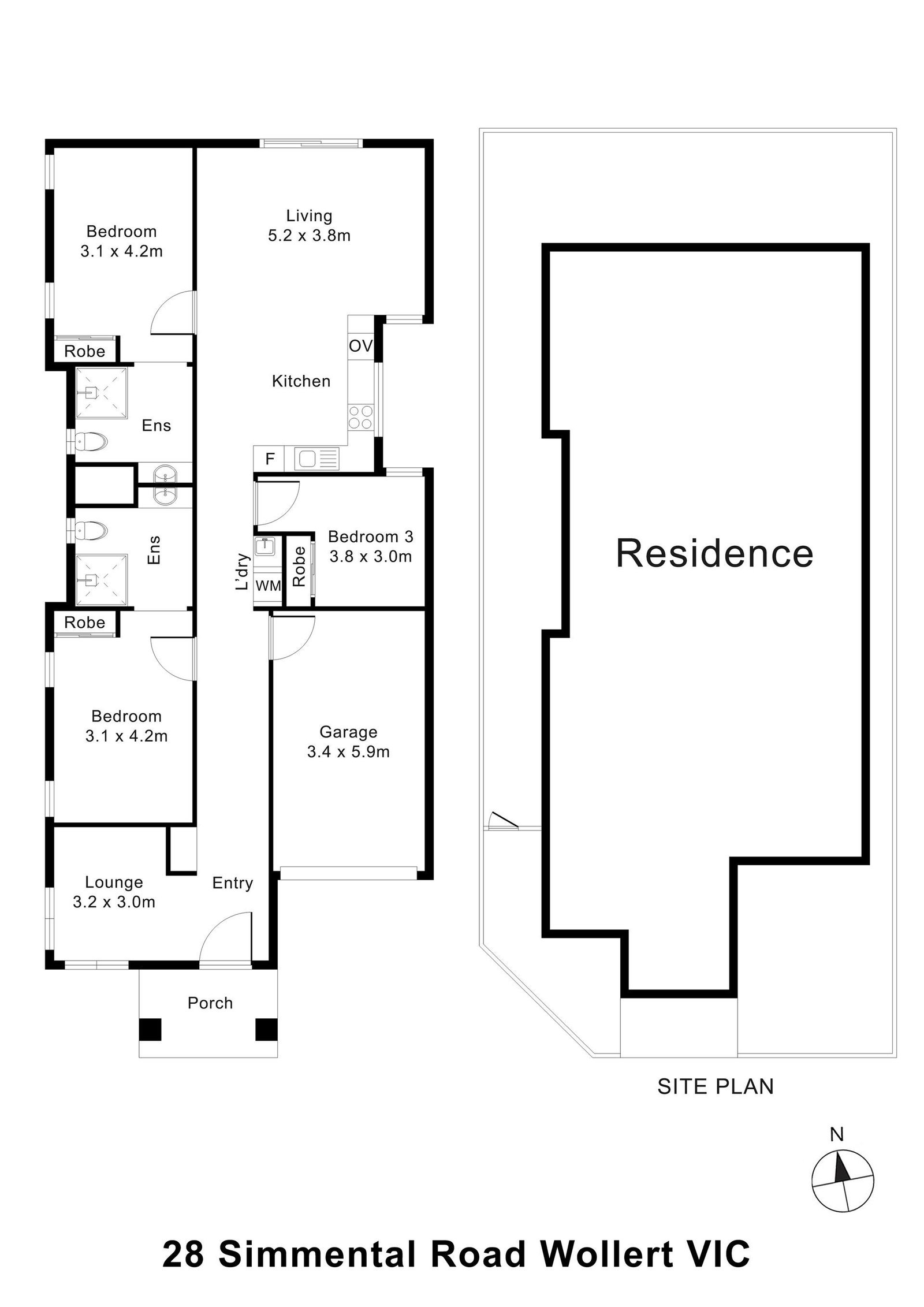 Floorplan of 28 Simmental Road, showing the room layout.