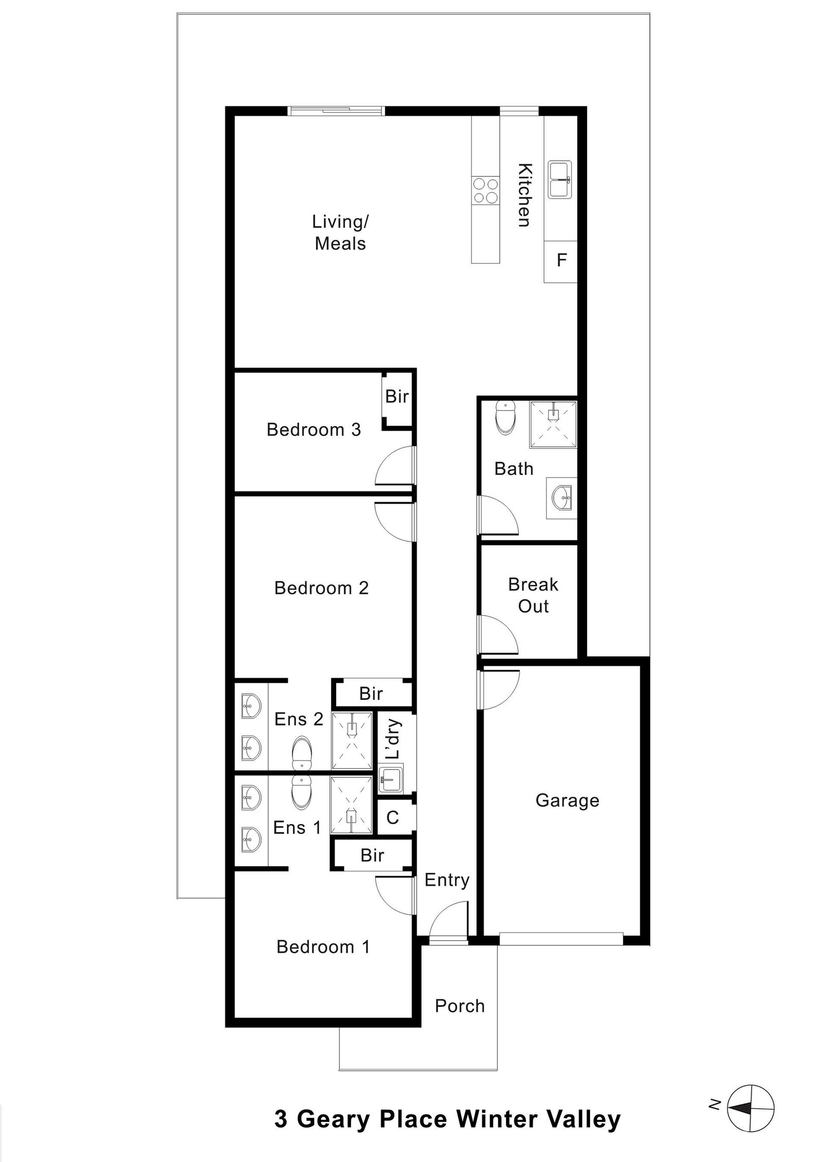 Floorplan of 3 Geary Place, showing the room layout.