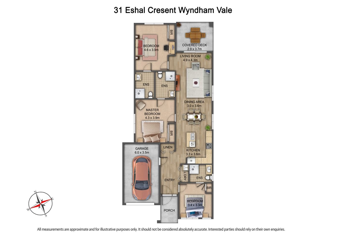 Floorplan of 31 Eshal Crescent, showing the room layout.