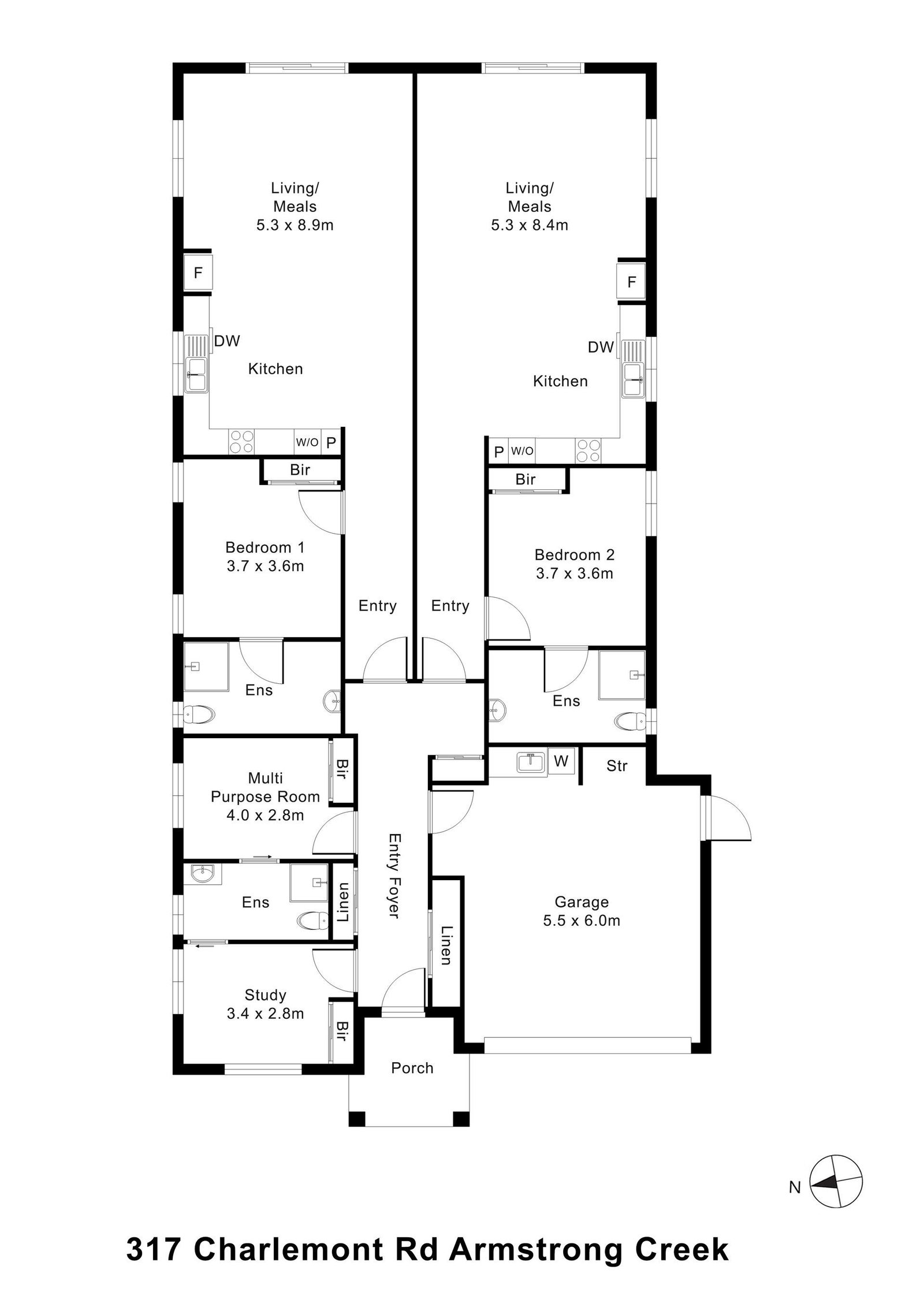 Floorplan of 317 Charlemont Road, showing the room layout.