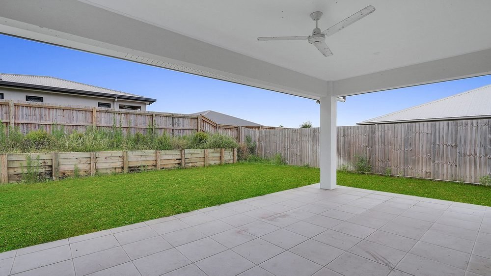 The covered patio, looking out to the backyard.