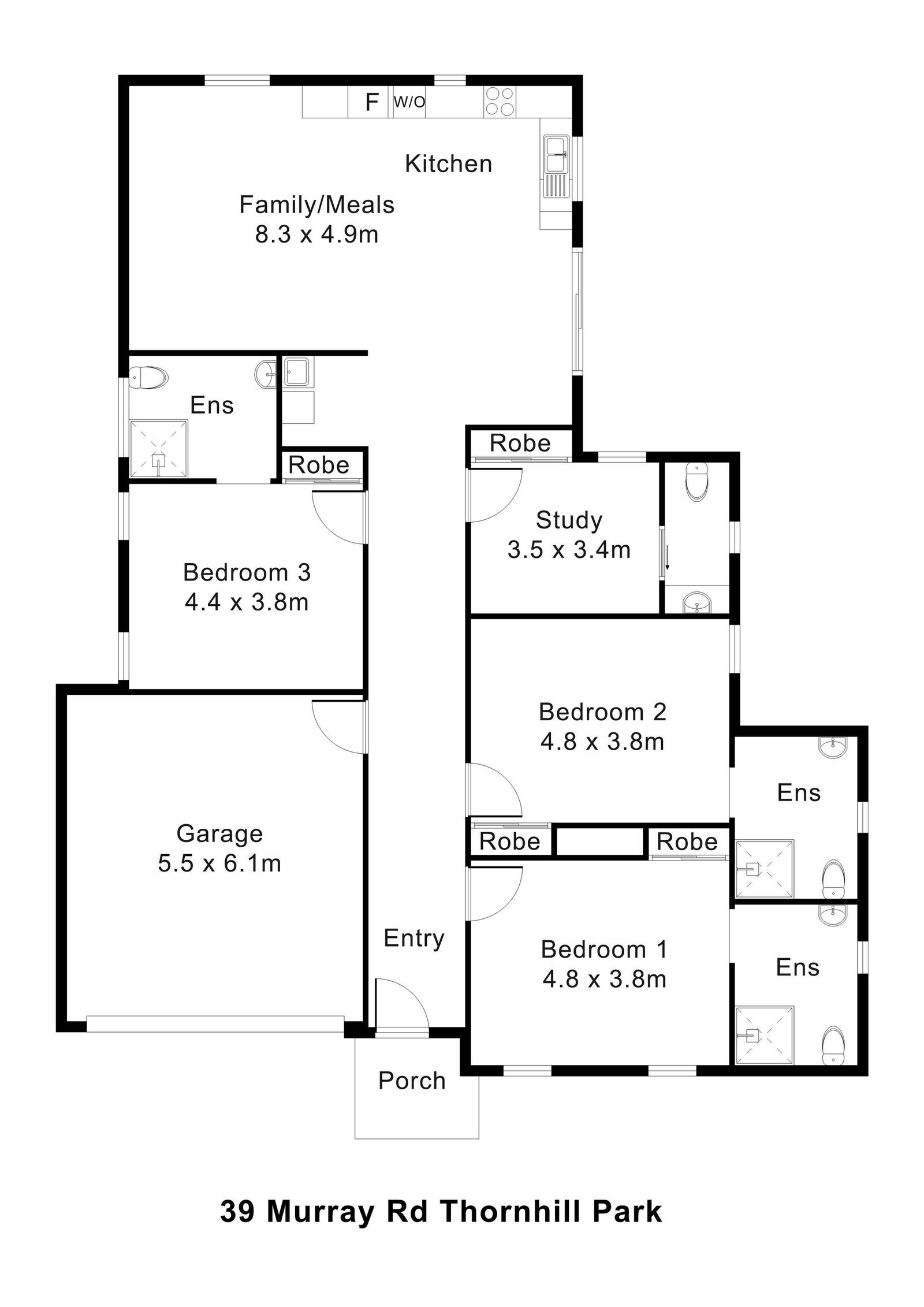 Floorplan of 39 Murray Road, showing the room layout.