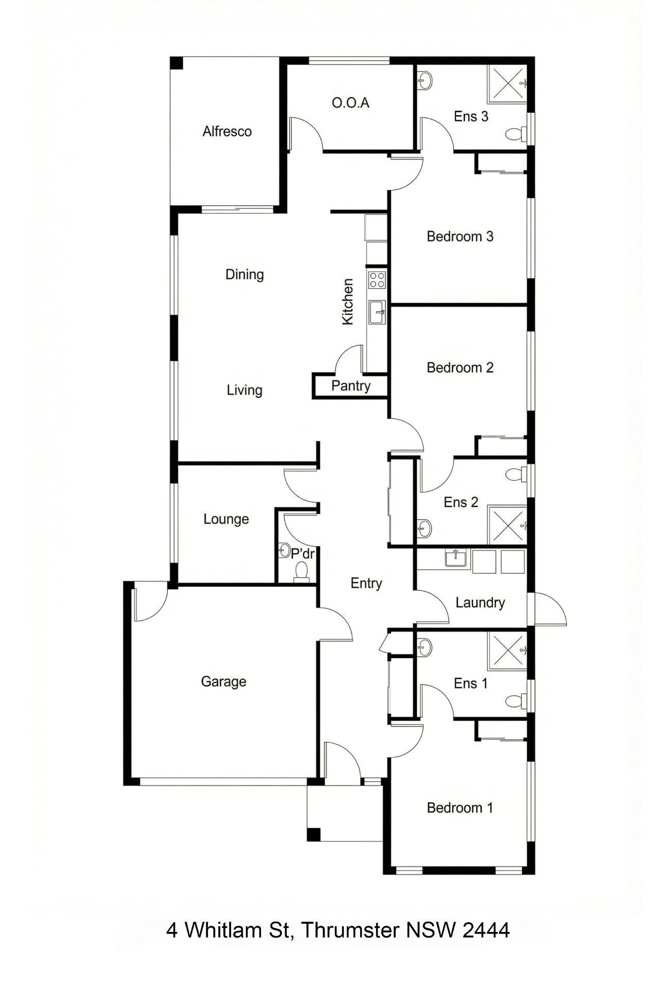 Floorplan of 4 Whitlam Street, showing the room layout.