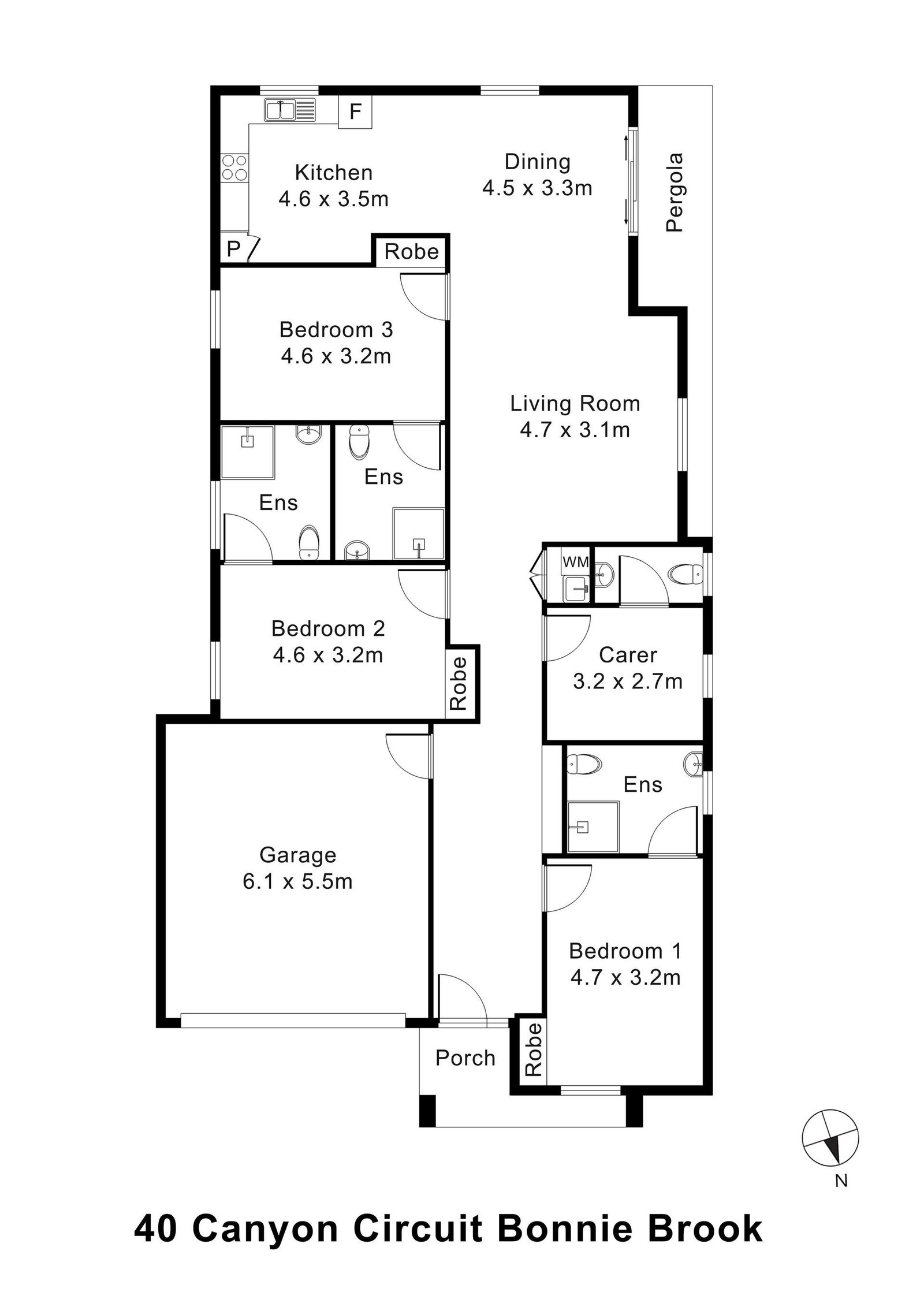 Floorplan of 40 Canyon Circuit, showing the room layout.