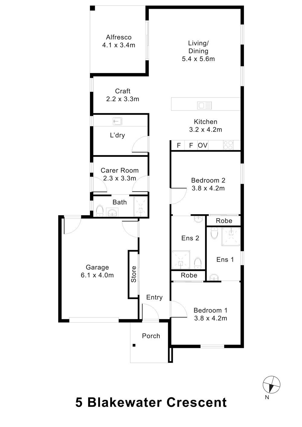 Floorplan of 5 Blakewater Crescent, showing the room layout.