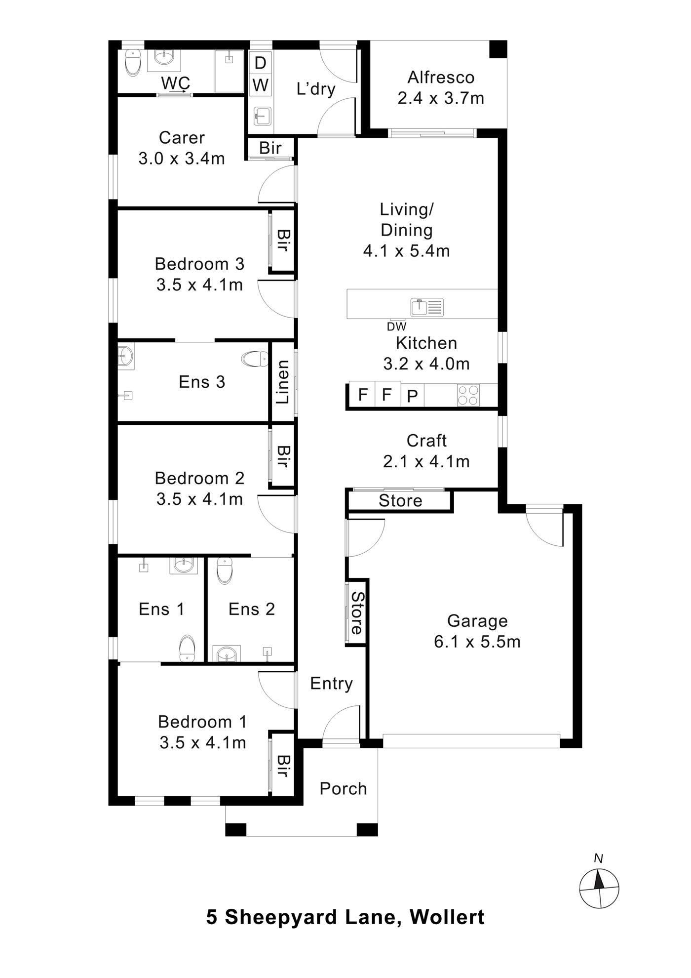 Floorplan of 5 Sheepyard Lane, showing the room layout.