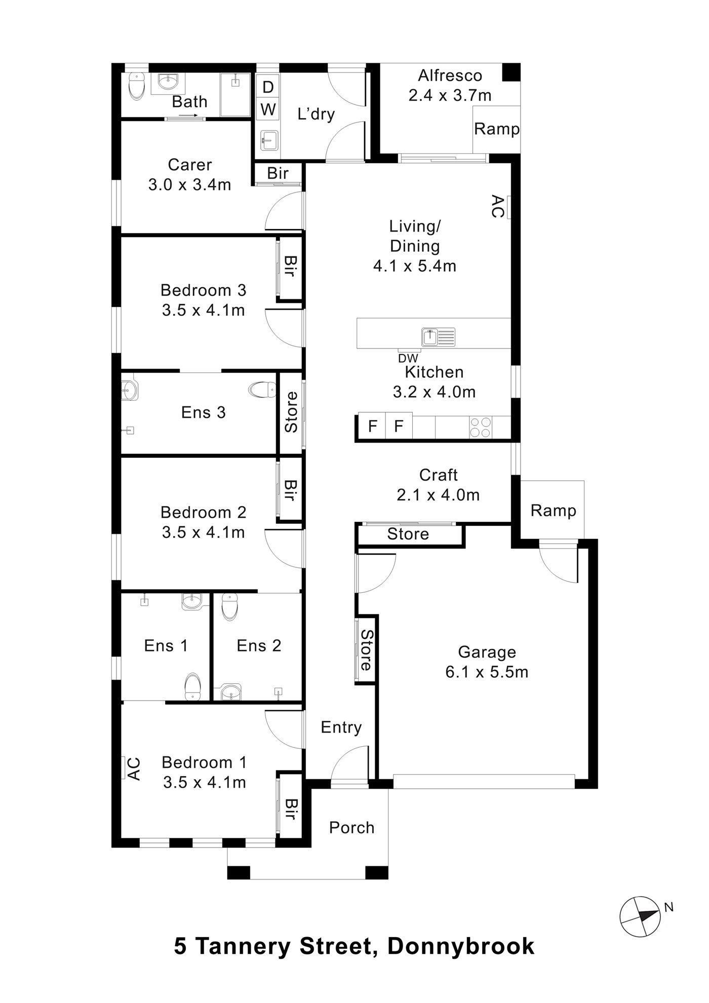 Floorplan of 5 Tannery Street, showing the room layout.
