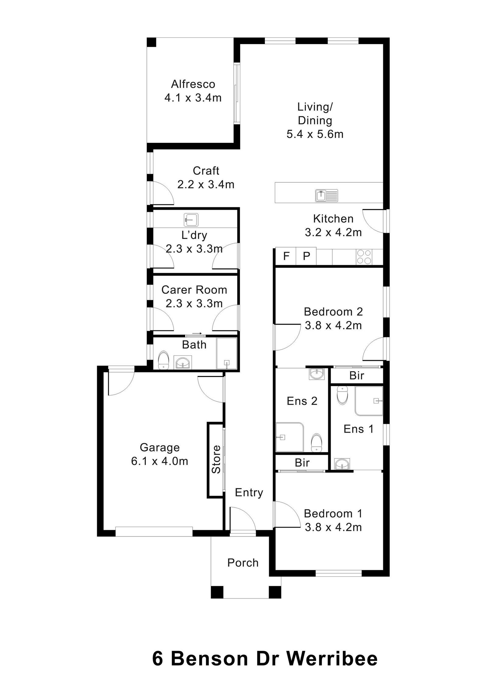 Floorplan of 6 Benson Drive, showing the room layout.