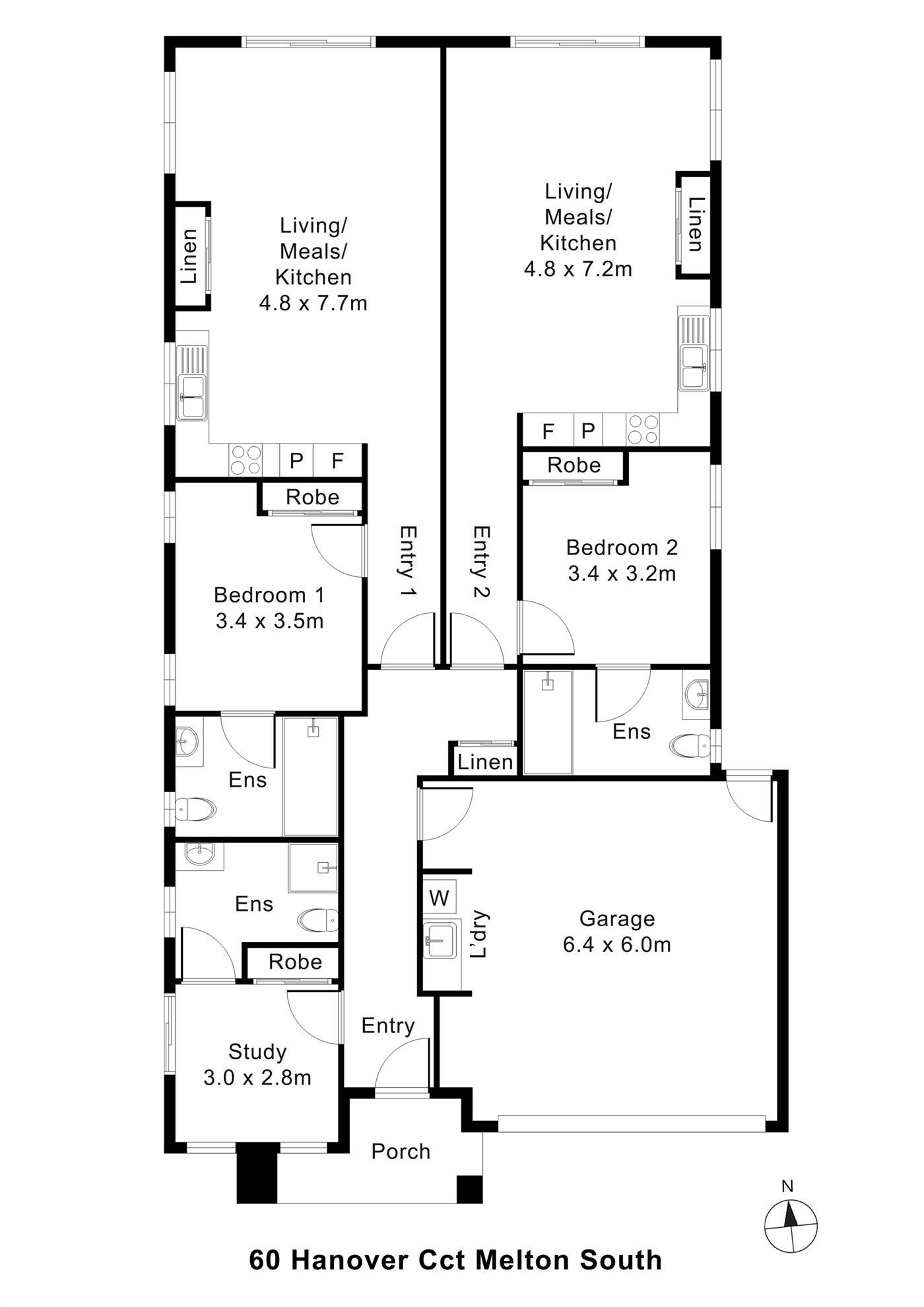 Floorplan of 60 Hanover Circuit, showing the room layout.