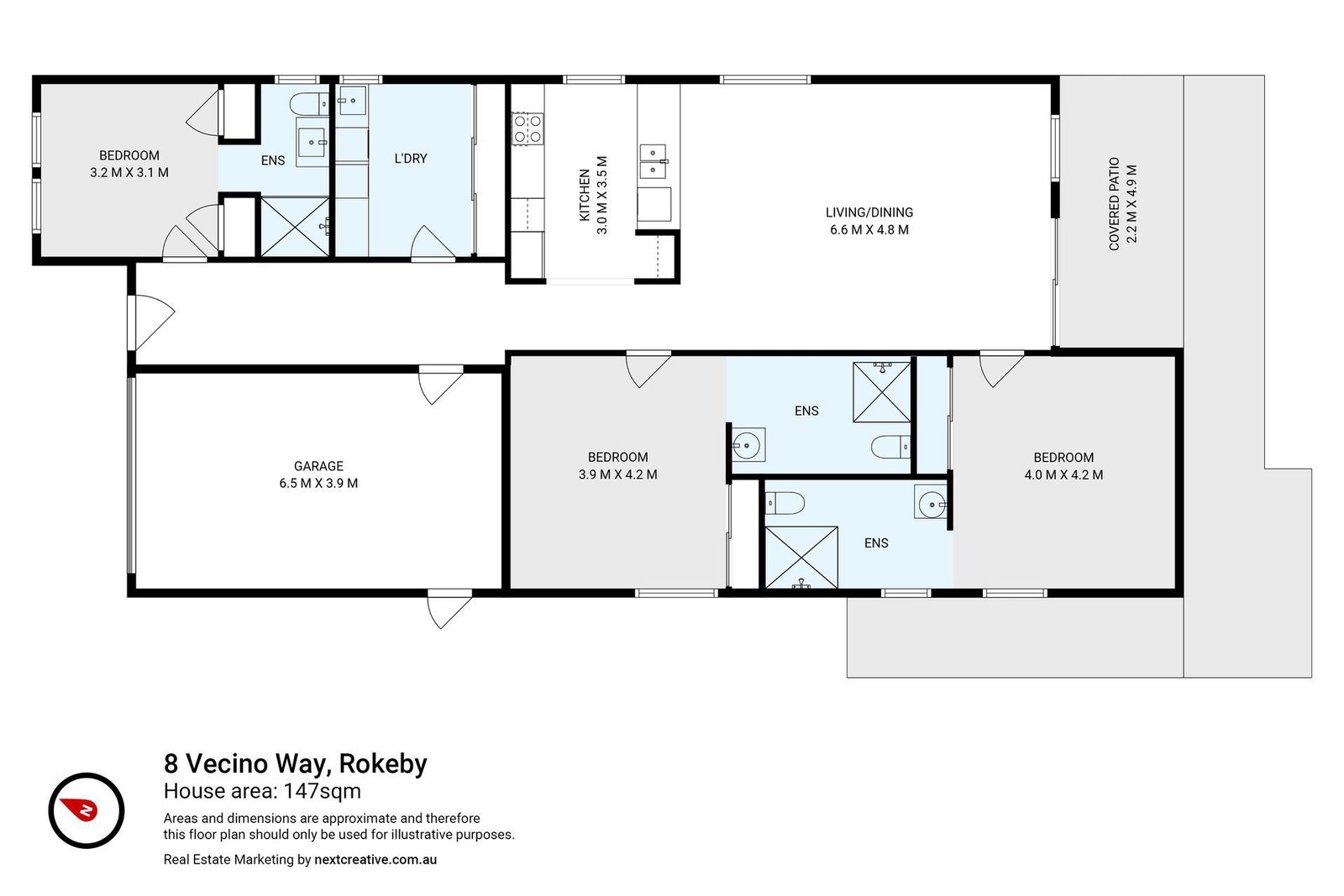 Floorplan of 8 Vecino Way, showing the room layout.