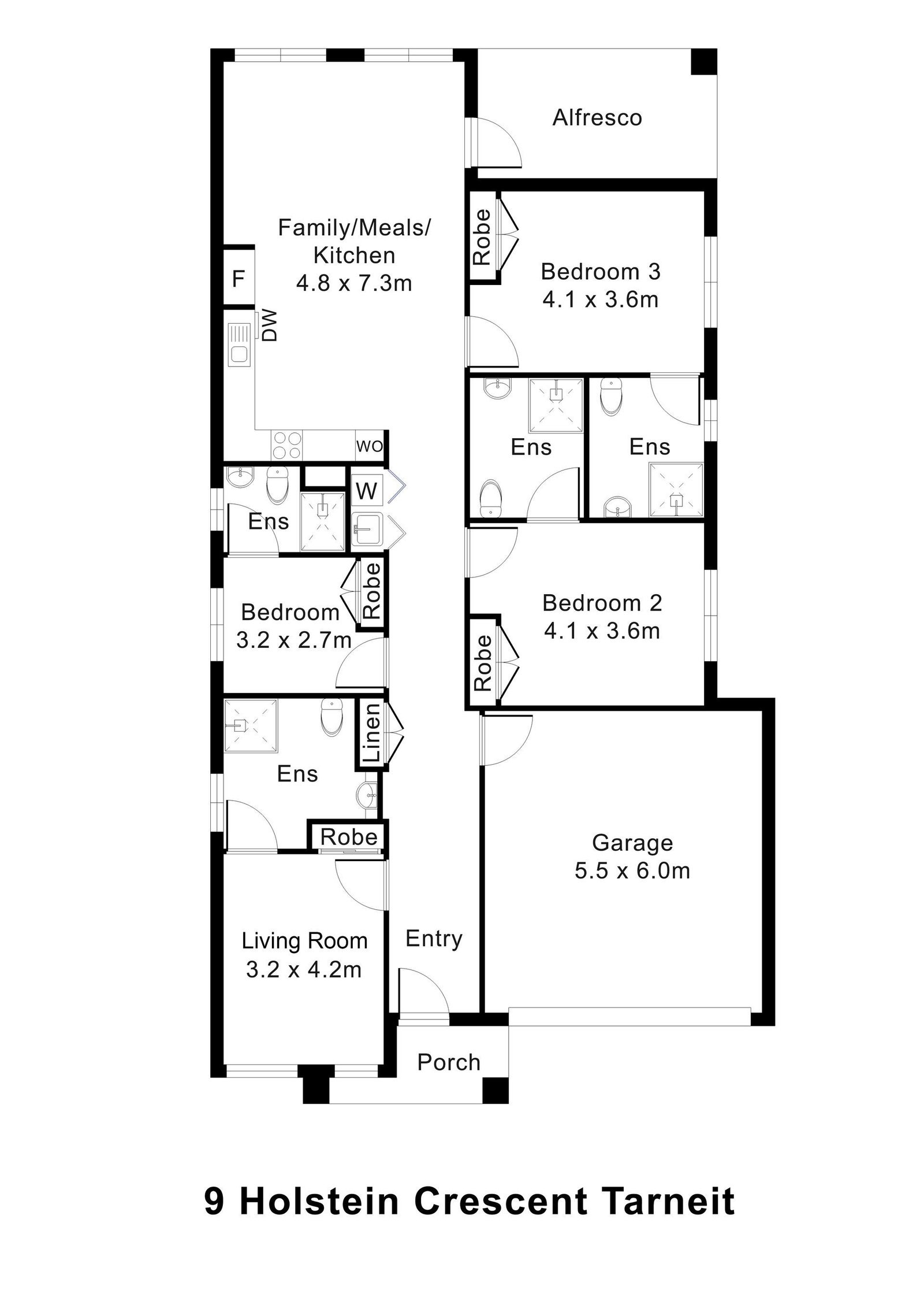 Floorplan of 9 Holstein Crescent, showing the room layout.