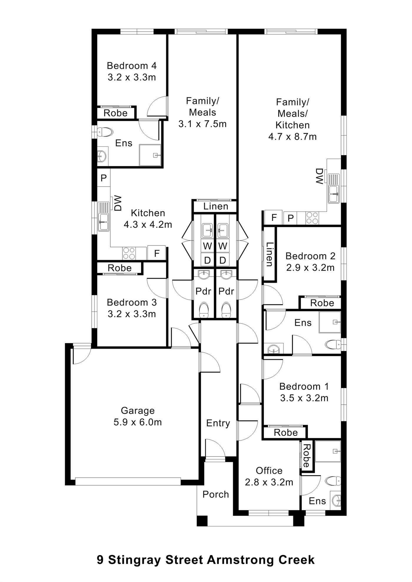 Floorplan of 9 Stingray Street, showing the room layout.